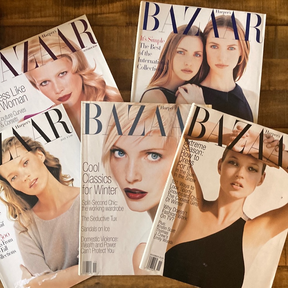 Vintage 90s Harpers Bazaar magazine lot